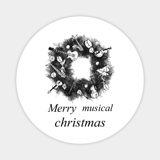 Christmas music wreath (Black) Magnet by consequat